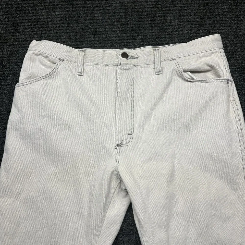 Vintage Rustler Jeans Mens 38x30 White Gray 87621 Straight Leg Denim Made In USA